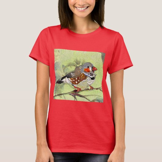 絵画、鳥と自然 Tシャツ (正面)