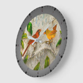 絵画（鳥）ショウジョウコウカンチョウ ラージ壁時計 (傾斜)