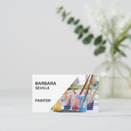 絵筆が付いている芸術家の名刺 名刺 (スタンド正面)
