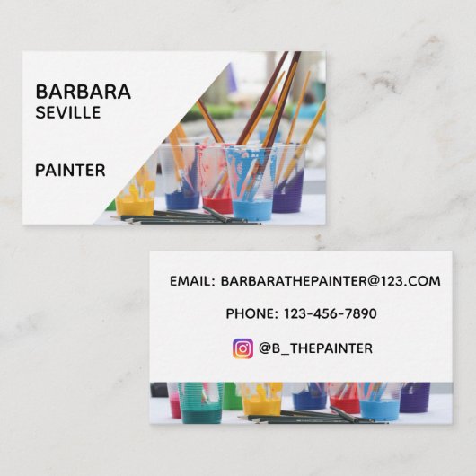 絵筆が付いている芸術家の名刺 名刺 (正面/裏面)