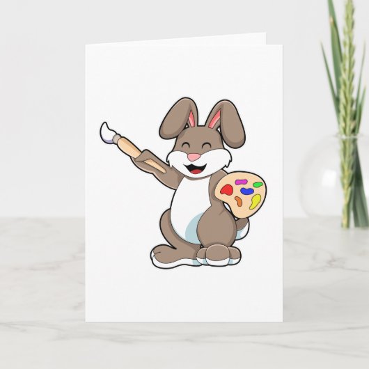 絵筆と絵の具を持ったウサギの画家 カード (正面)