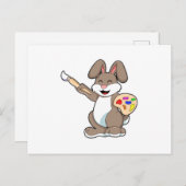 絵筆と絵の具を持つウサギ画家 ポストカード (正面/裏面)