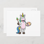 絵筆と色で描くユニコーン ポストカード (正面/裏面)
