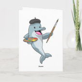 絵筆と色彩を持つ画家としてのイルカ カード (裏面)