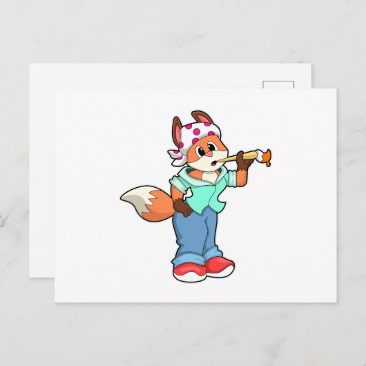 絵筆と色彩を持つ画家としての狐 ポストカード (正面/裏面)