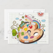 絵筆を持った子供たち ポストカード (正面/裏面)