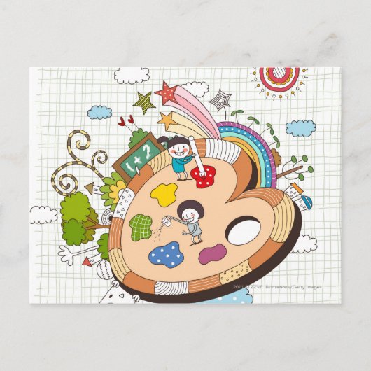 絵筆を持った子供たち ポストカード (正面)