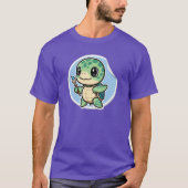 絵筆を持つかわいいウミガメ カワイイ アーティスト 動物 Tシャツ (正面)