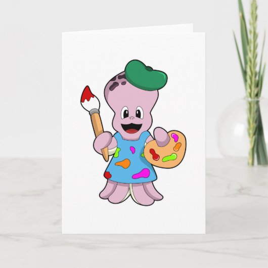 絵筆を持つタコの画家 カード (正面)