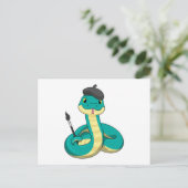 絵筆を持つヘビ ポストカード (スタンド正面)