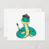 絵筆を持つヘビ ポストカード (正面/裏面)