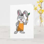 絵筆を持つ画家としてのウサギ カード (黄色い花)