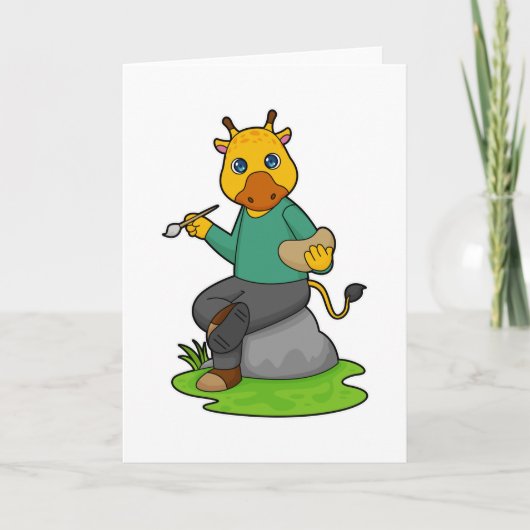 絵筆を持つ画家としてのキリン カード (正面)