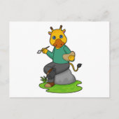 絵筆を持つ画家としてのキリン ポストカード (正面)