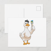 絵筆を持つ画家としてのダック ポストカード (正面/裏面)