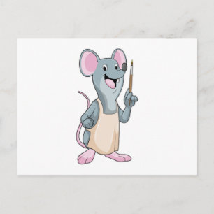 絵筆を持つ画家としてのマウス ポストカード