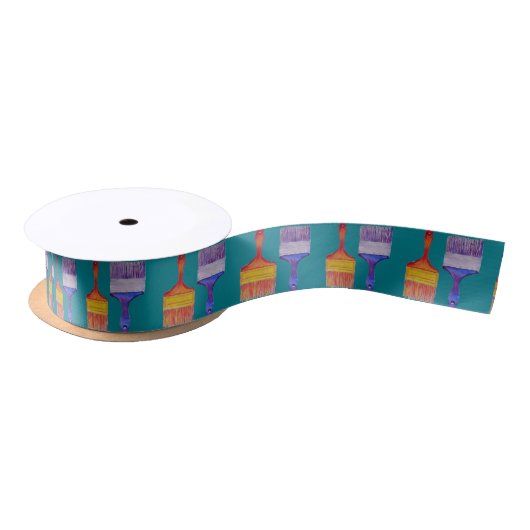 絵筆パターンリボン サテンリボン (リール)