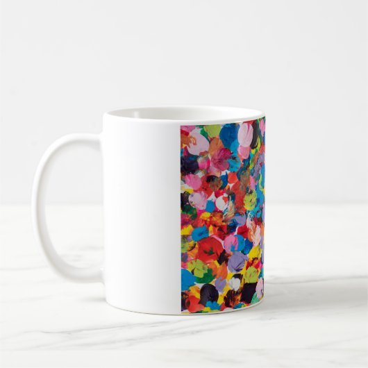 絵筆数々ので作った色の染み付きの背景 コーヒーマグカップ (左)