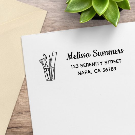 絵筆 鉛筆 定規 アート クラフト用品 住所 ラバースタンプ