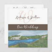 絵絵を描風シーサイド結婚式招待状 招待状 (正面/裏面)