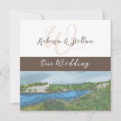 絵絵を描風シーサイド結婚式招待状 招待状 (正面)