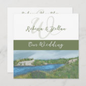 絵絵を描風シーサイド結婚式招待状 招待状 (正面/裏面)