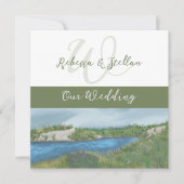 絵絵を描風シーサイド結婚式招待状 招待状 (正面)