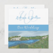 絵絵を描風シーサイド結婚式招待状 招待状 (正面/裏面)