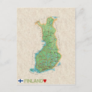 絵葉書の地図♥フィンランド ポストカード