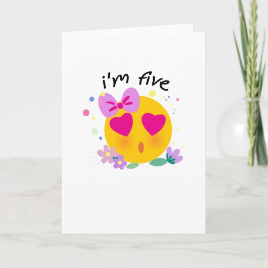 絵（え）文字（もじ）5誕生日・キッズ・フォー・ガールズ・おもしろいパーティー カード (正面)