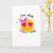 絵（え）文字（もじ）5誕生日・キッズ・フォー・ガールズ・おもしろいパーティー カード (黄色い花)