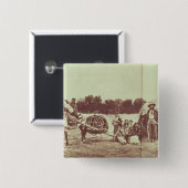 絶えず動いているシャイエンヌのインディアン1878年(b/wの写真) 缶バッジ (正面&裏面)