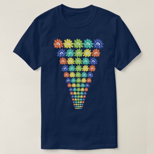 絶え間なく減少するスマイリーフェイスデイジー花 Tシャツ (デザイン正面)