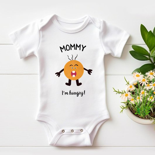 絶叫おもしろいオレンジ ベビーボディスーツ