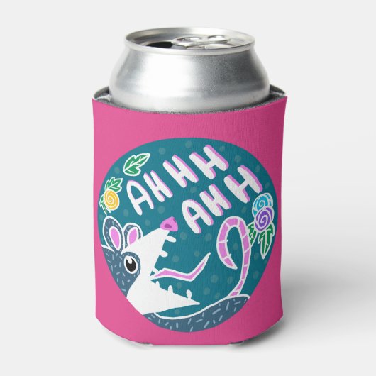 絶叫おもしろいポッサムと花 缶クーラー (缶正面)