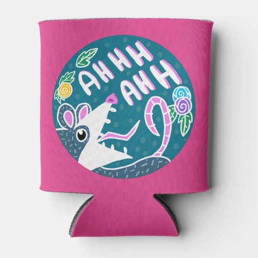 絶叫おもしろいポッサムと花 缶クーラー (正面)