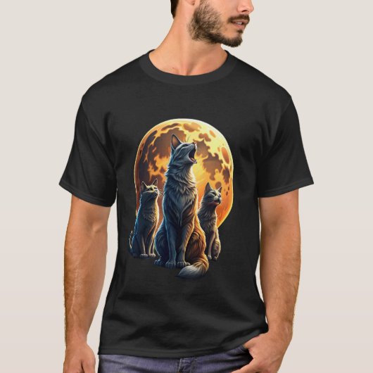 絶叫キャッツミーム子猫3匹Moで泣く Tシャツ (正面)