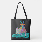 絶叫ヤギおもしろいカラフルイラストレーション トートバッグ (裏面)