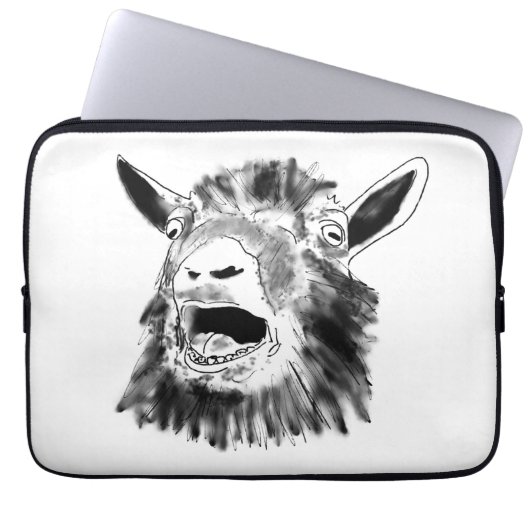 絶叫ヤギおもしろいスケッチ ラップトップスリーブ (正面)