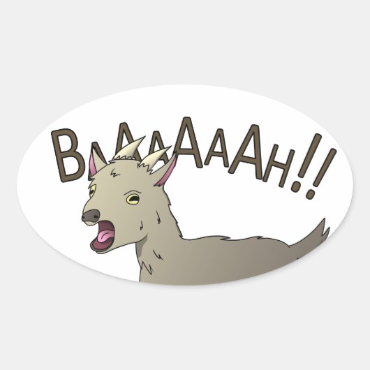 絶叫ヤギのドードル麺デザイン 楕円形シール (正面)