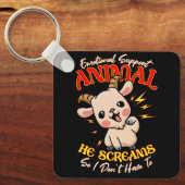 絶叫ヤギ感情支援動物ヤギ飼い キーホルダー (正面)