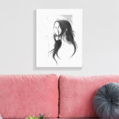 絶叫怒女鉛筆スケッチアート キャンバスプリント (インサイチュ (リビング))