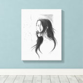 絶叫怒女鉛筆スケッチアート キャンバスプリント (インサイチュ (ウッドフロア))