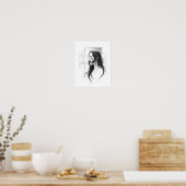 絶叫怒女鉛筆スケッチアート ポスター (キッチン)