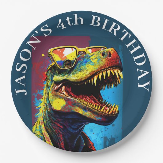 絶好調の時期を待つ恐竜 ペーパープレート (正面)