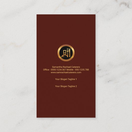 絶妙でシンプルでフェイクな金ゴールドのフォークのスプーンのナイフセット 名刺 (裏面)