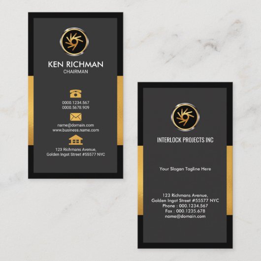 絶妙でフェイクな金ゴールドの議長社会的な媒体アイコン 名刺 (正面/裏面)