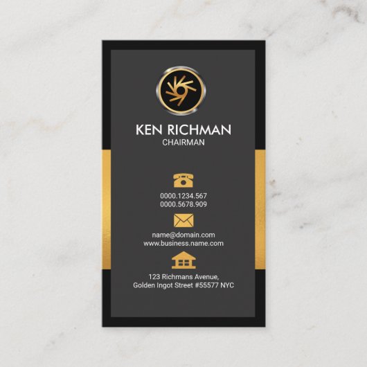 絶妙でフェイクな金ゴールドの議長社会的な媒体アイコン 名刺 (正面)