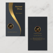 絶妙で贅沢な金ゴールドの波の素晴らしい食事のサービス係 名刺 (正面/裏面)