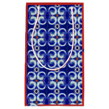 絶妙で青い渦巻パターンギフトバッグ